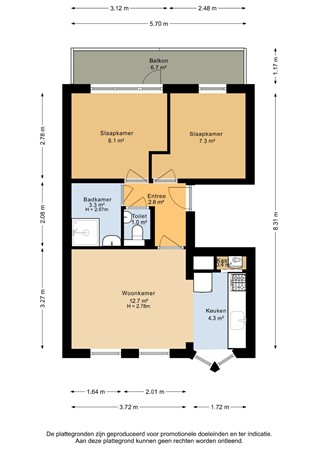 Floorplan - Groene Hilledijk 219B, 3073 AG Rotterdam